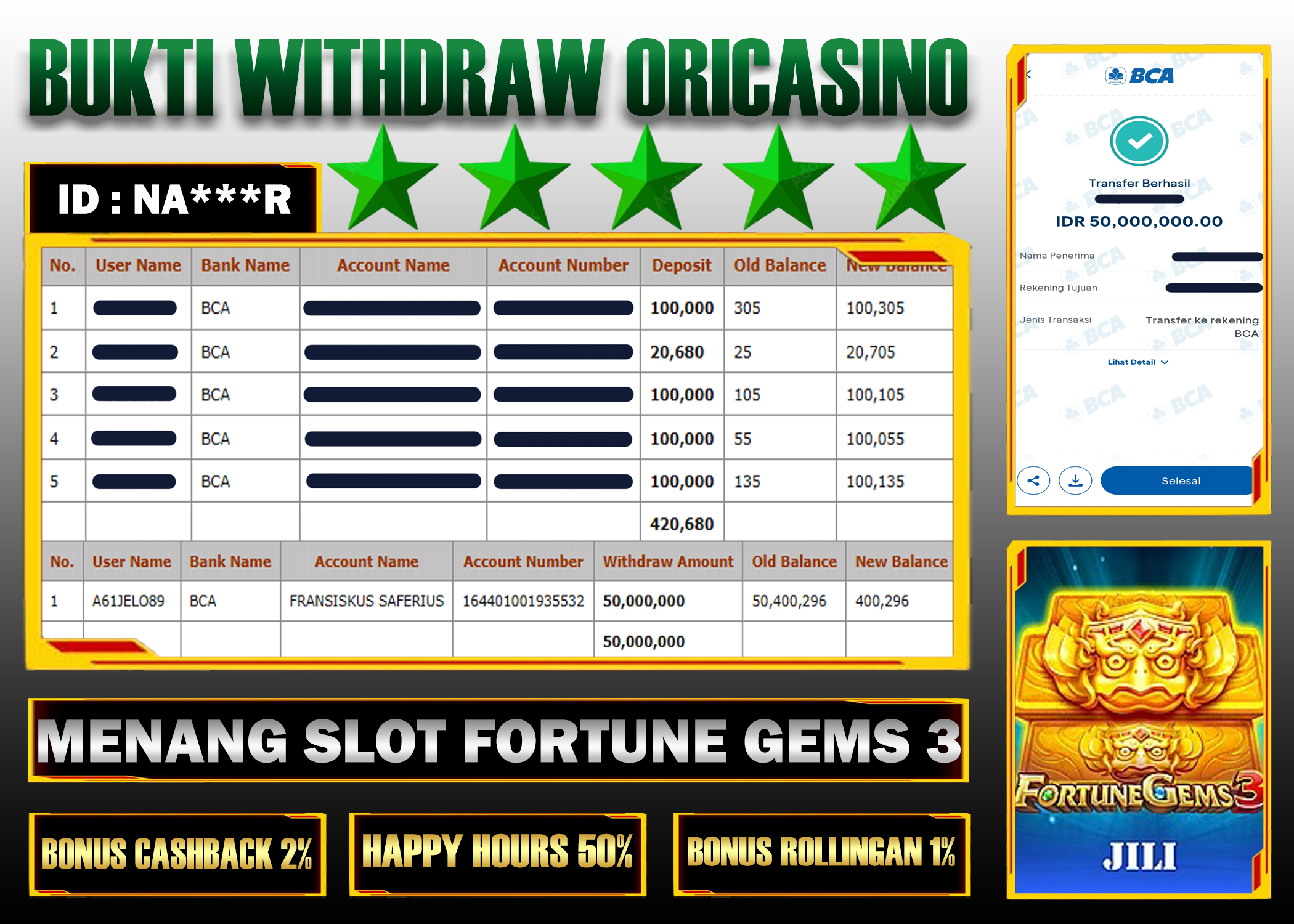 BUKTI KEMENANGAN SLOT FORTUNE GEMS 3 PROVIDER JILI